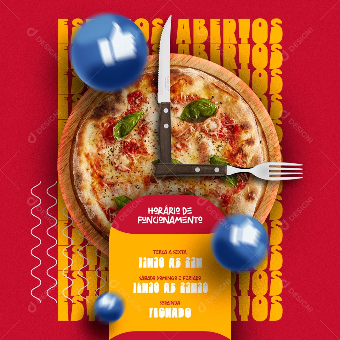 Social Media Horário de Atendimento Pizzaria PSD Editável