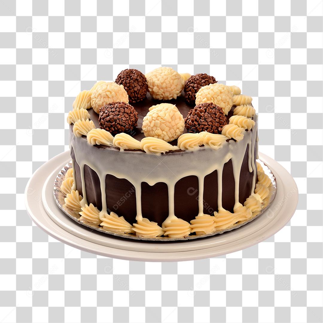 Decorated chocolate and brigadeiro cake PNG Transparent