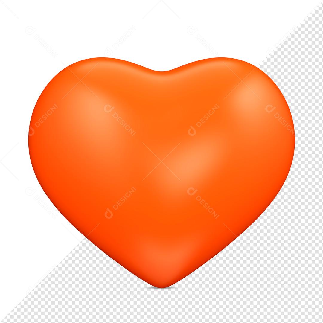 3D Element For Composition Orange Heart Love PSD