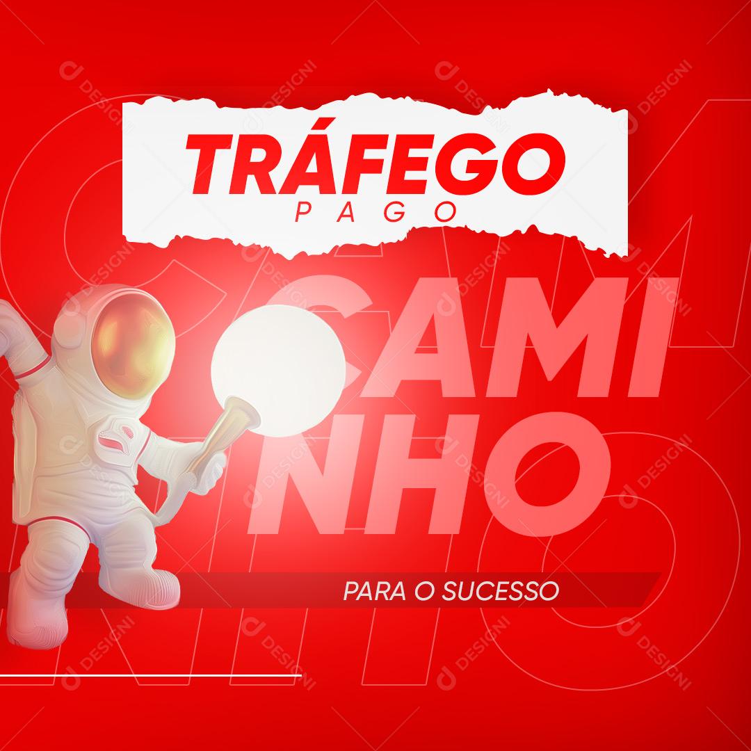 Post Tráfego Pago Caminho Para o Sucesso Social Media PSD Editável