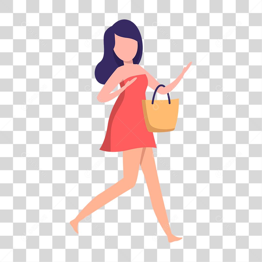 desenho de mulher com roupa de praia e bolsa [download] - Designi