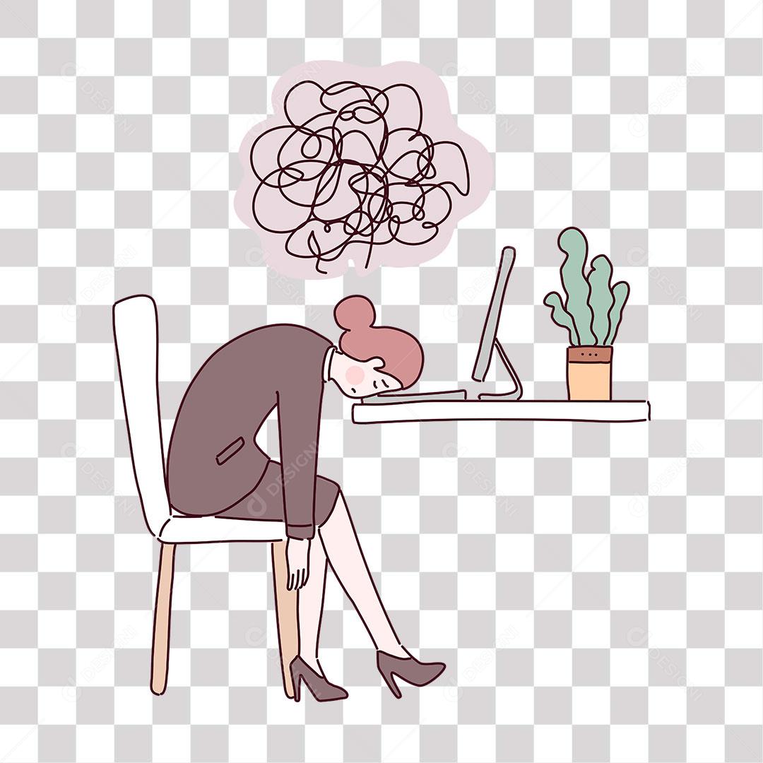 Desenho De Mulher Trabalhando Exausto Em Escritório Com Muito Cansaço Download Designi 7098