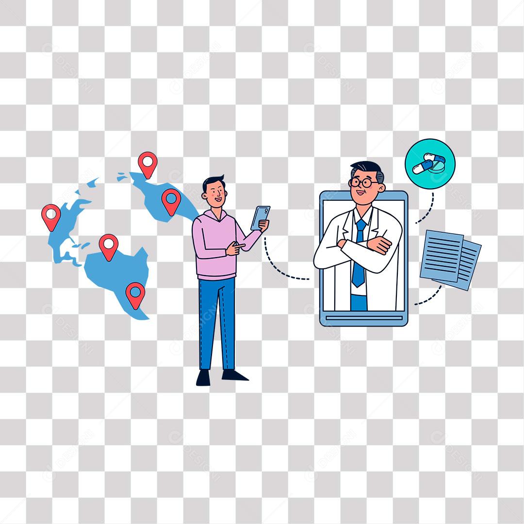 desenho de medico e pacientes consulta online [download] - Designi