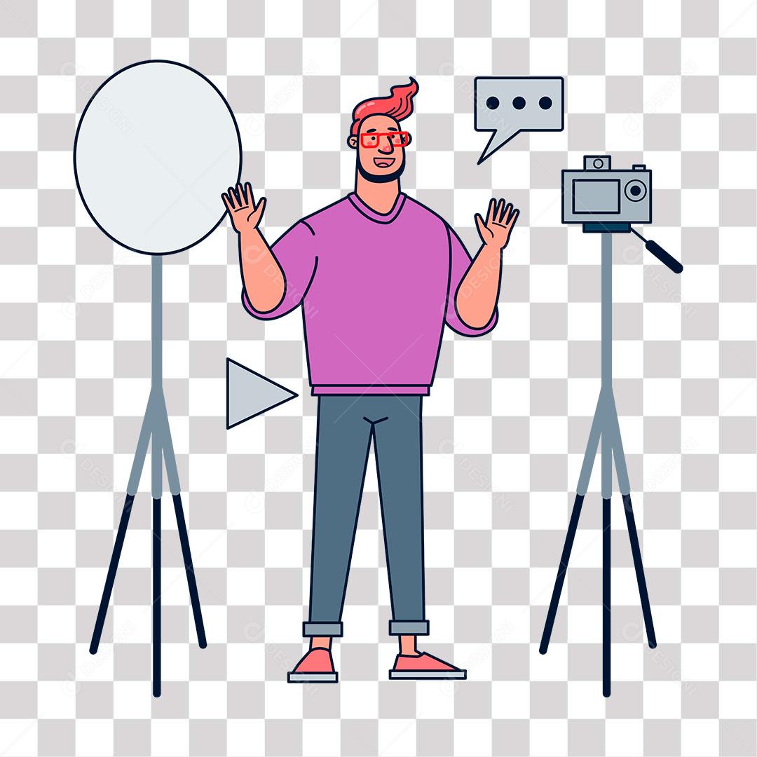 drawing of man making video for Internet channel