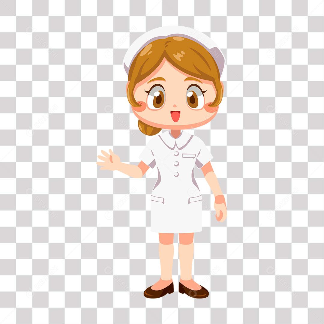 desenho de personagem mascote enfermeira fofa 4219634 Vetor no