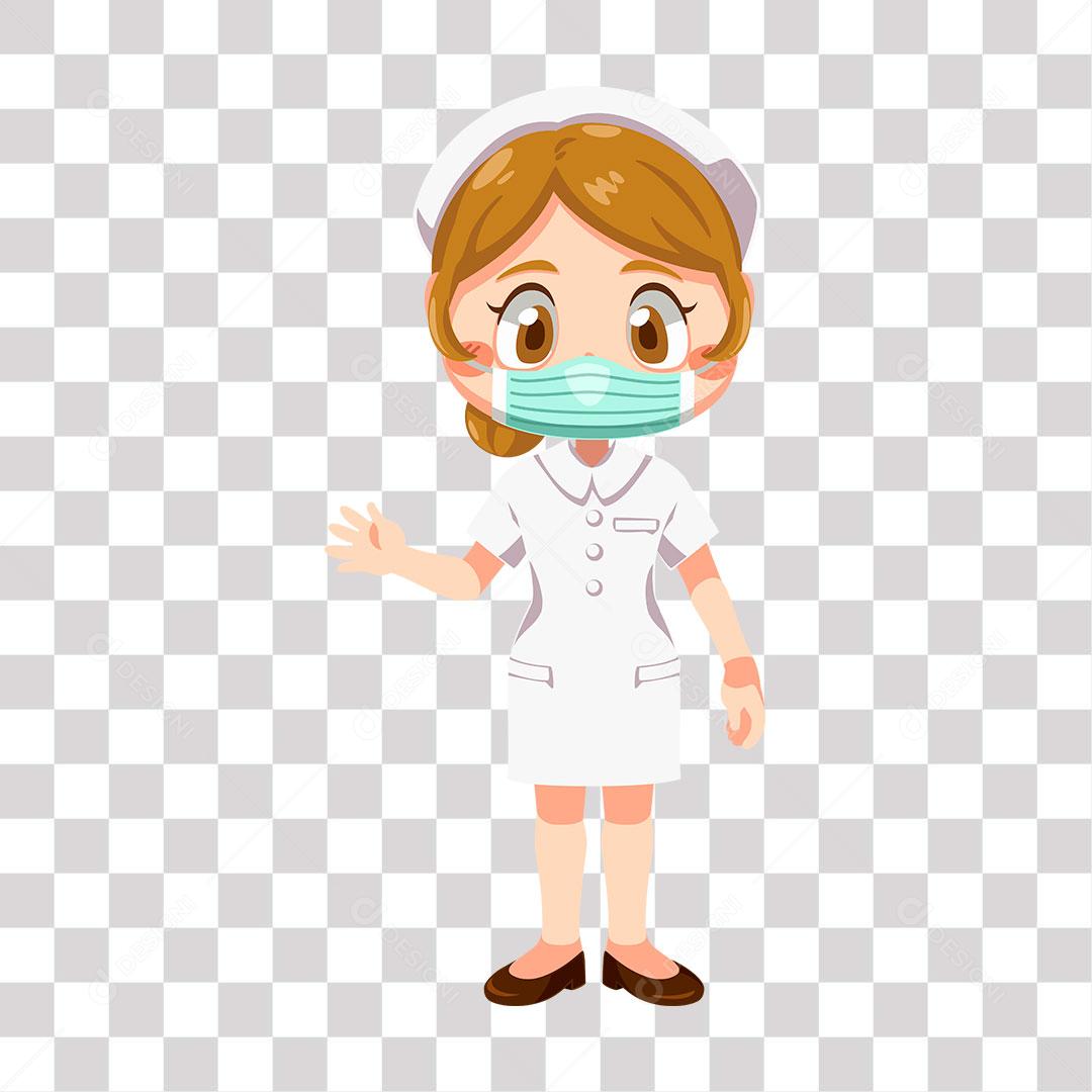 Design PNG E SVG De Enfermeira Com Traço De Máscara Para Camisetas
