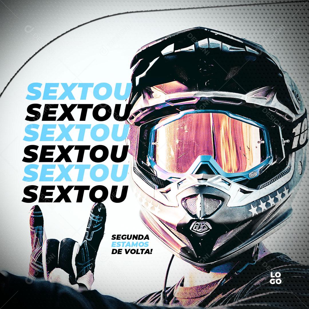 Post Oficina de Moto Sextou Segunda Estamos de Volta! Social Media PSD Editável