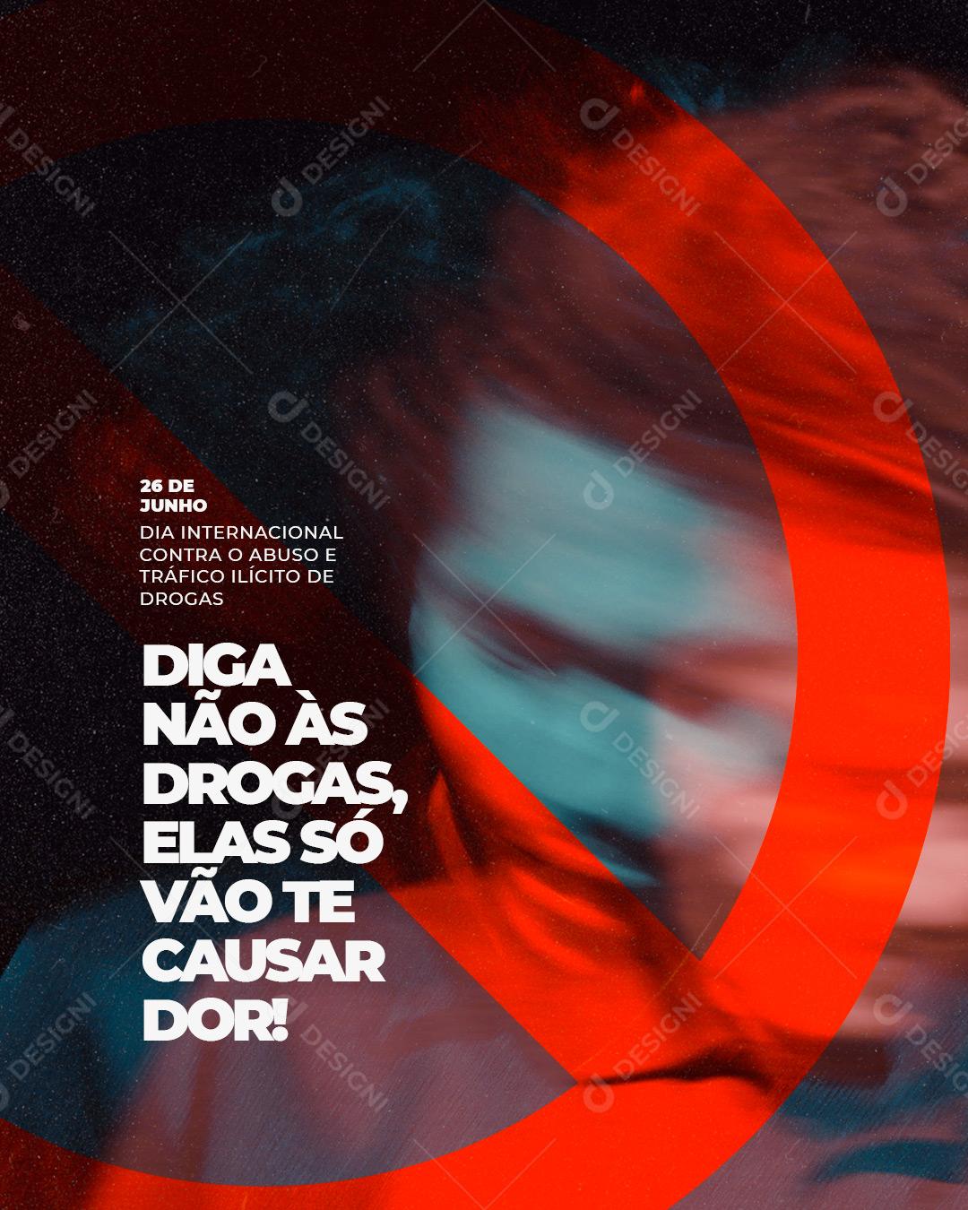 Social Media Diga não às Drogas Dia Internacional contra o Abuso de Drogas PSD Editável