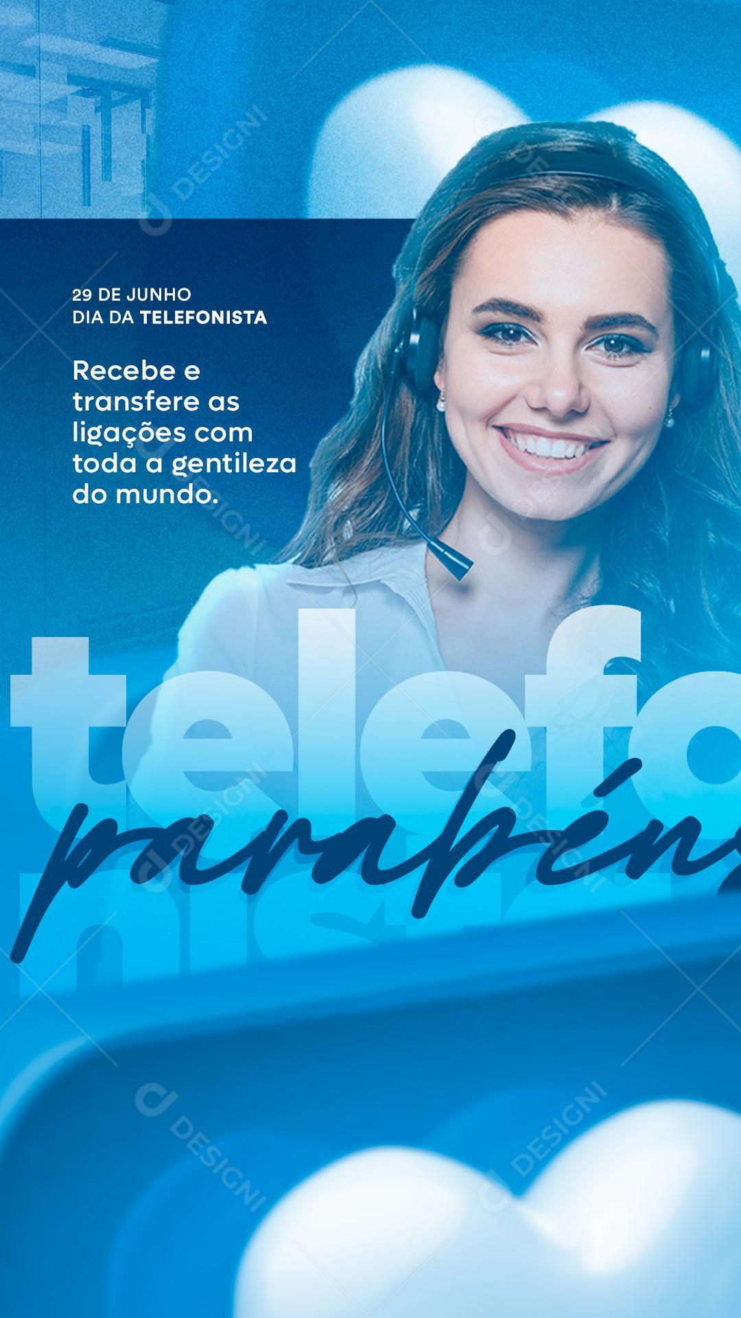 Story Dia do Telefonista Recebe e Transfere as Ligações Parabéns Social Media PSD Editável