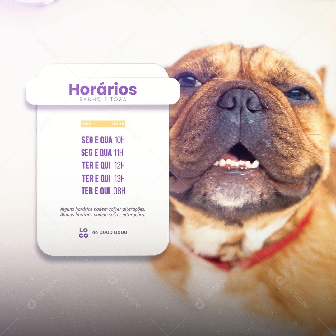 Pet Shop e Veterinário Horários de Banho e Tosa Social Media PSD Editável