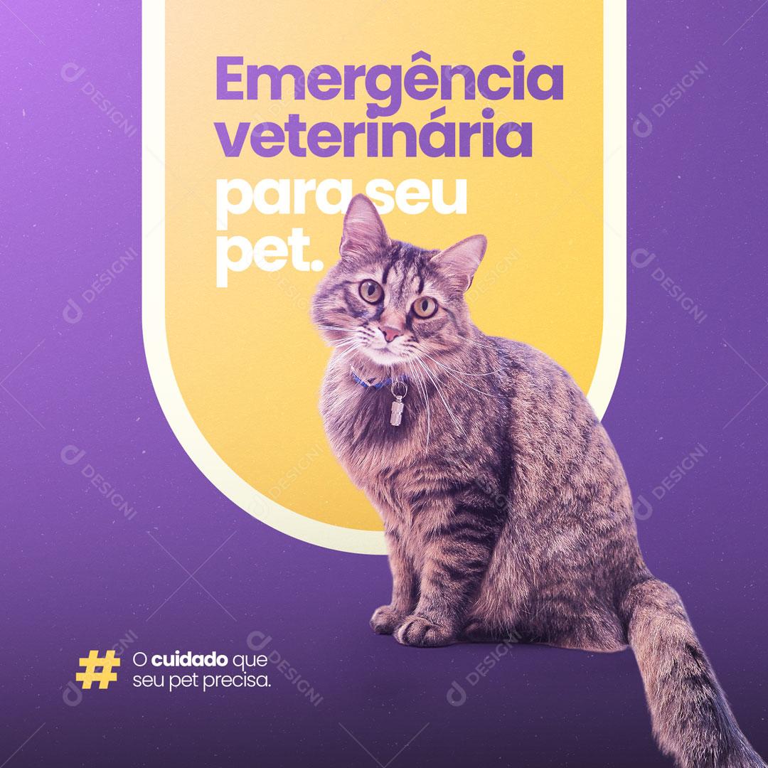 Post Pet Shop e Veterinário Emergência Veterinária Para Seu Pet Social Media PSD Editável