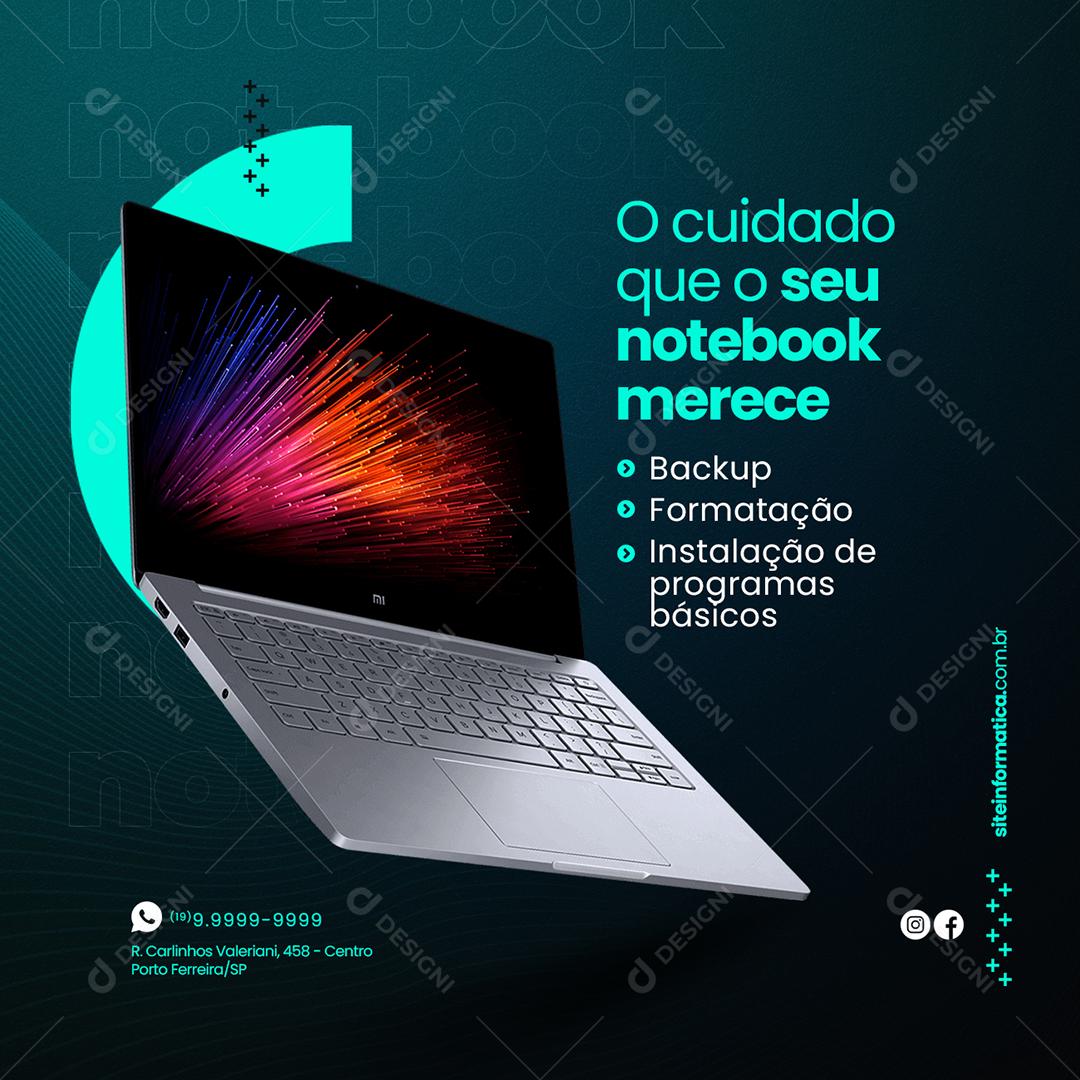 Social Media O Cuidado que o seu Notebook Merece Assistência Técnica PSD Editável