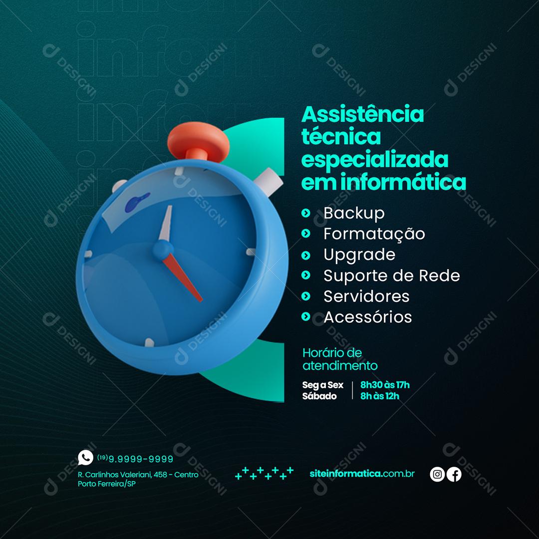 Social Media Especializada em informática Assistência Técnica PSD Editável