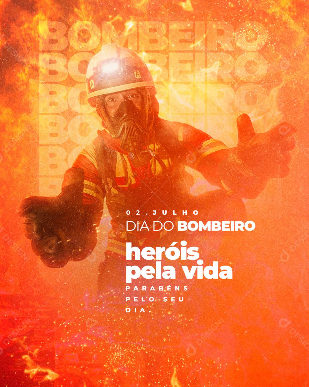 Social Media Parabéns Pelo seu Dia Dia do Bombeiro 2 de Julho PSD Editável