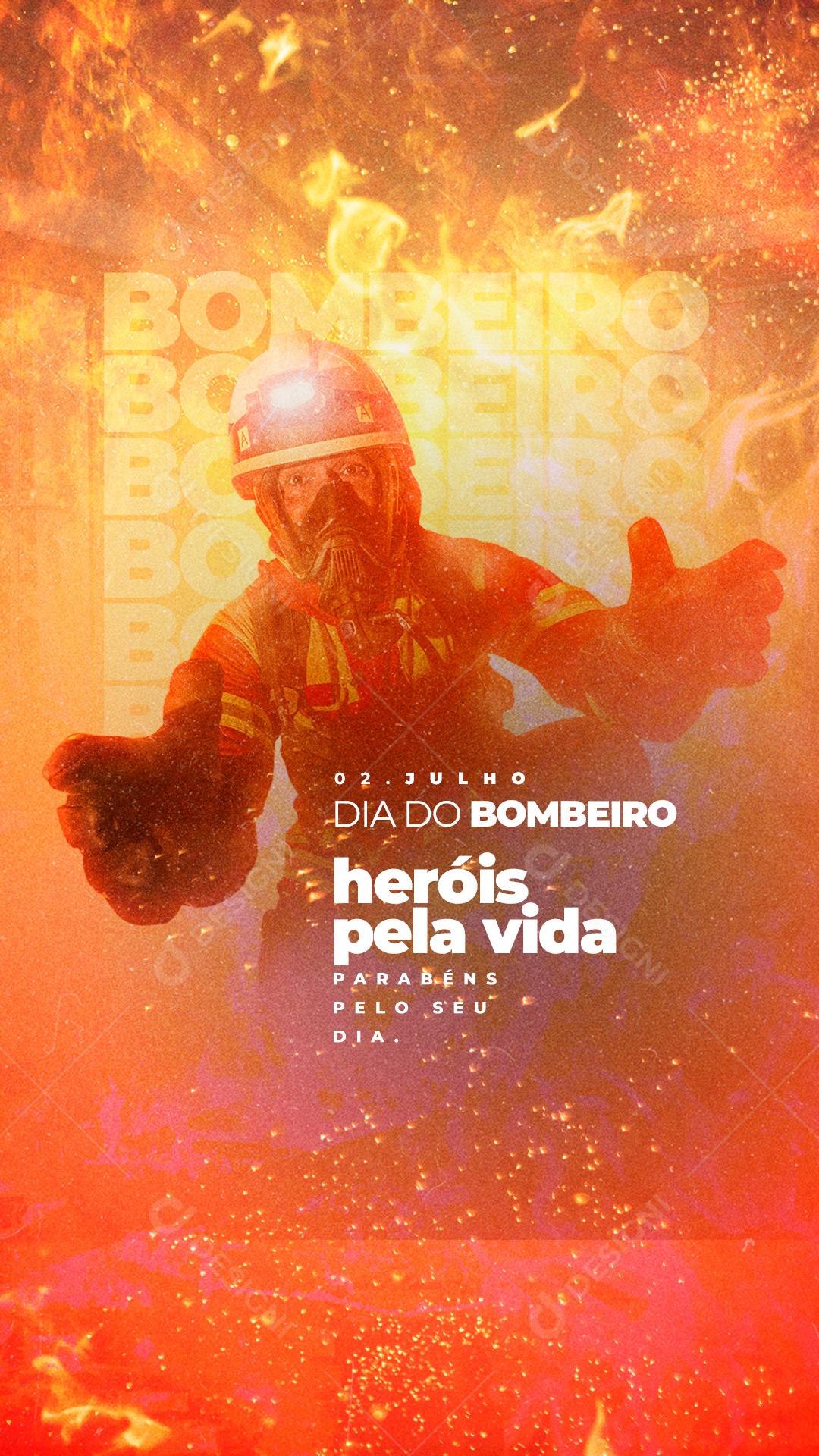 Story Heróis pela Vida Dia do Bombeiro Social Media PSD Editável