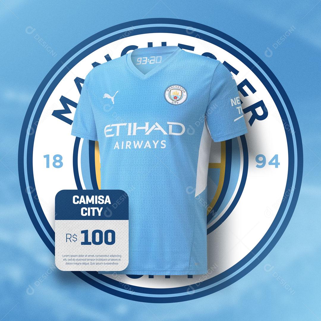 Manchester City Soccer Club Shirt Social Media Editable PSD