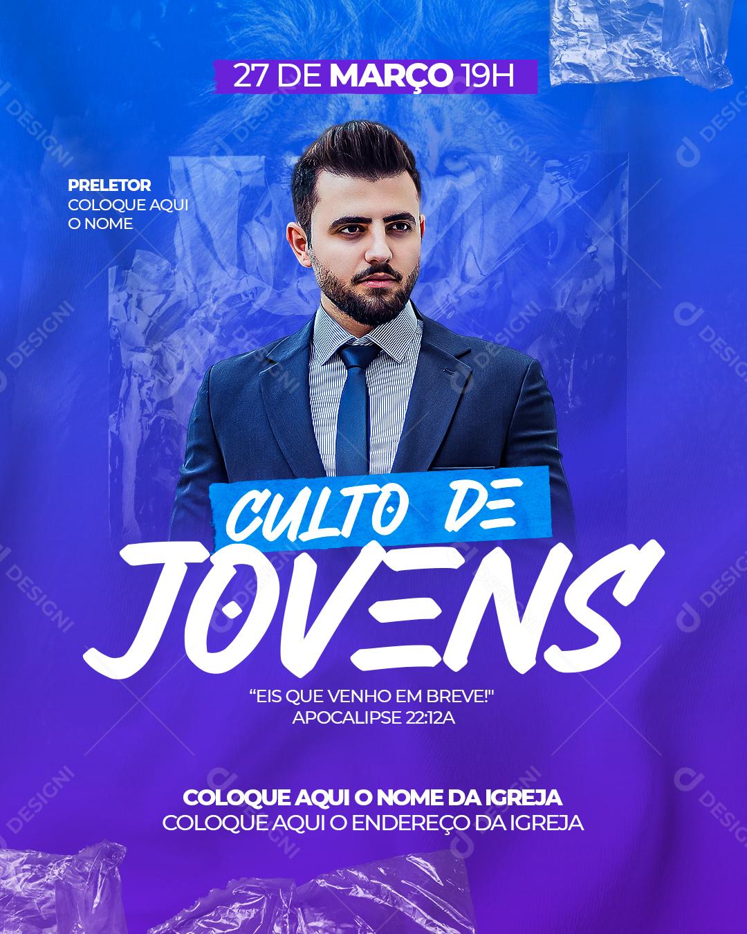 Social Media Igreja Flyer Culto de Jovens PSD Editável download Designi