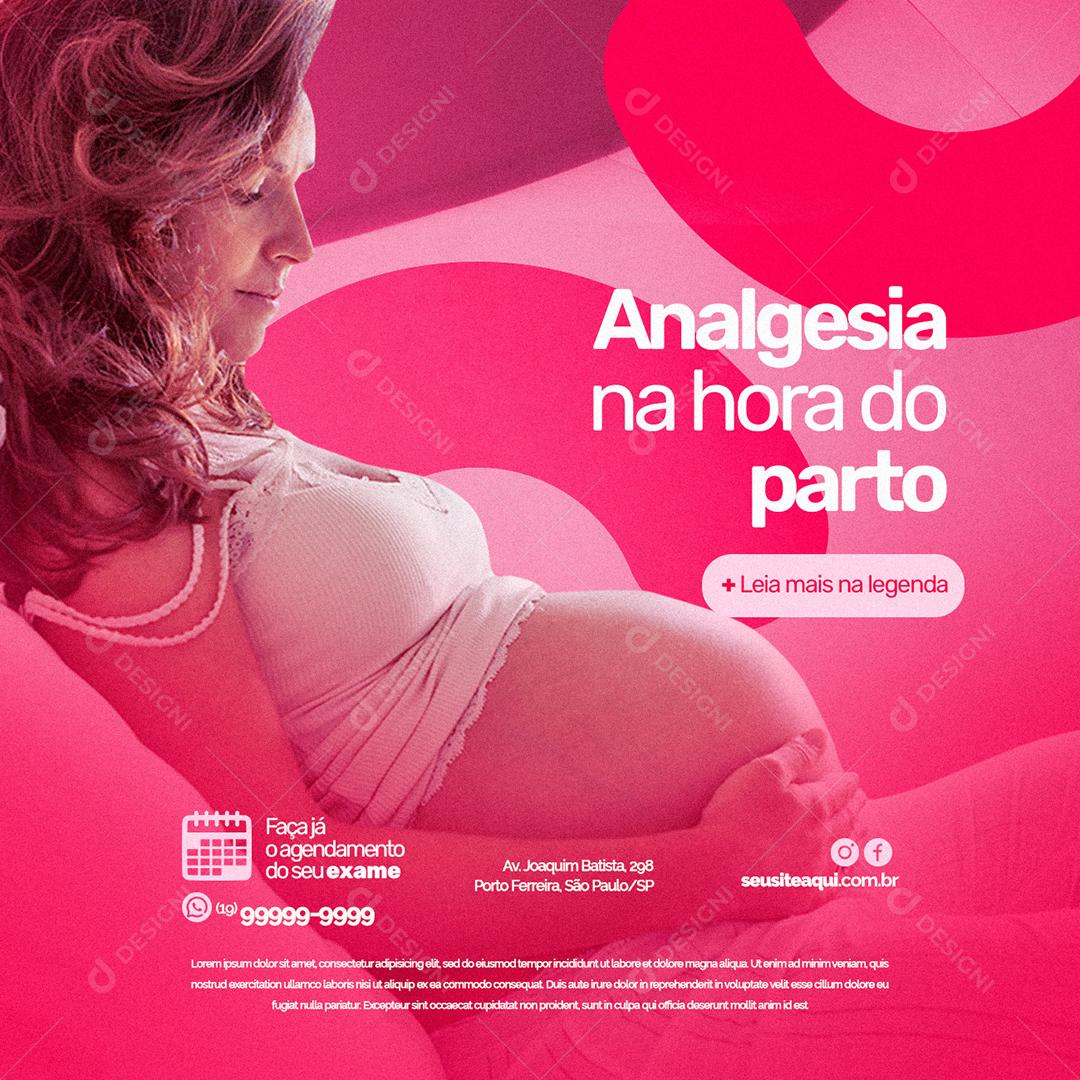 Social Media Analgesia na hora do Parto Clínica Feminina PSD Editável