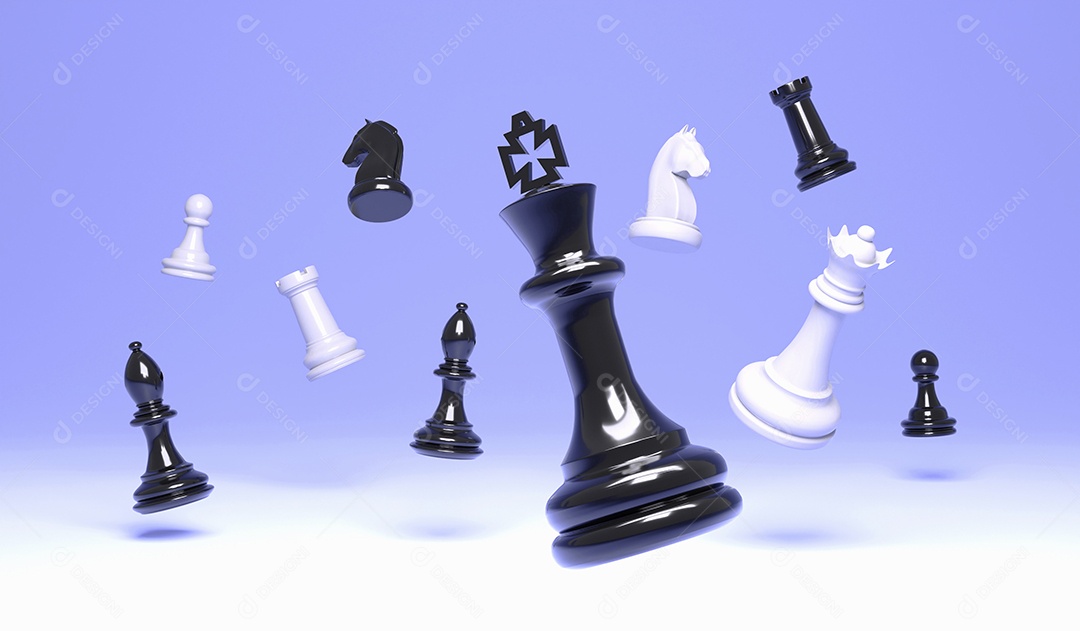 Rei da ilustração do xadrez 3D, bispo da rainha e torre do cavalo do peão [ download] - Designi