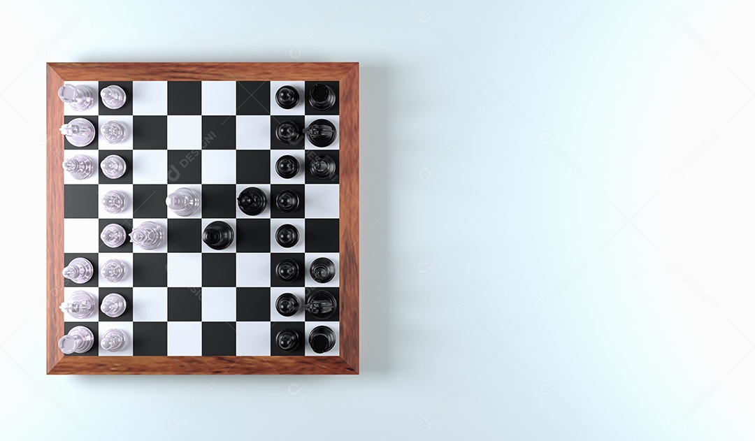 Tabuleiro de xadrez na ilustração de renderização 3d de fundo transparente