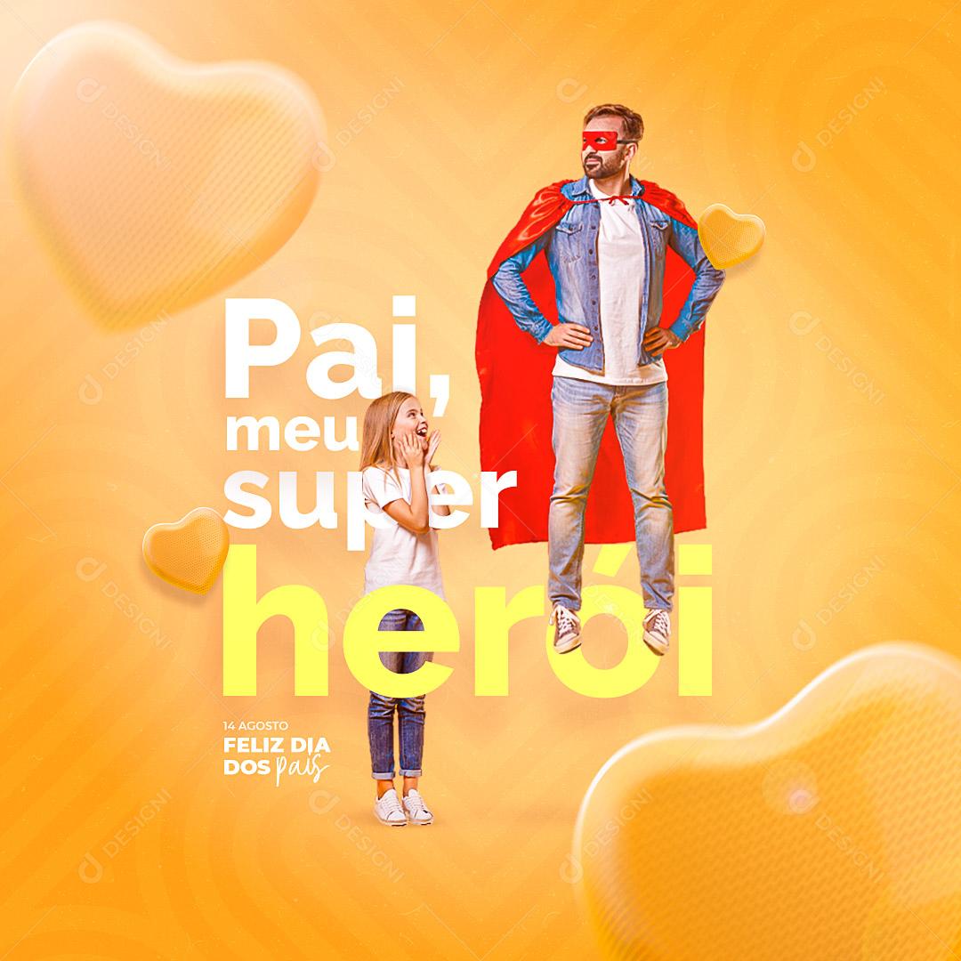 Social Media Father my Superhero Happy Father's Day Editable PSD