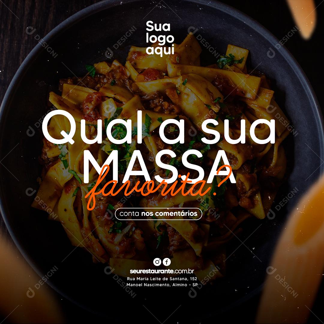 Social Media Culinária Qual a Sua Massa Favorita PSD Editável