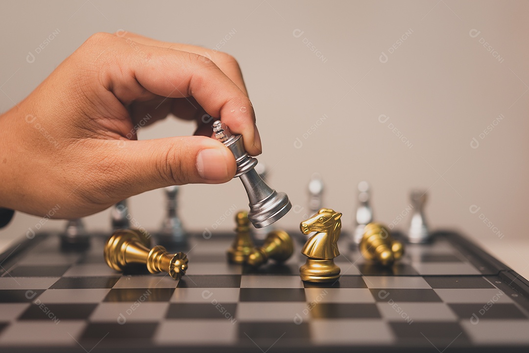 Conceito de jogo de tabuleiro de xadrez 3d e planejamento de