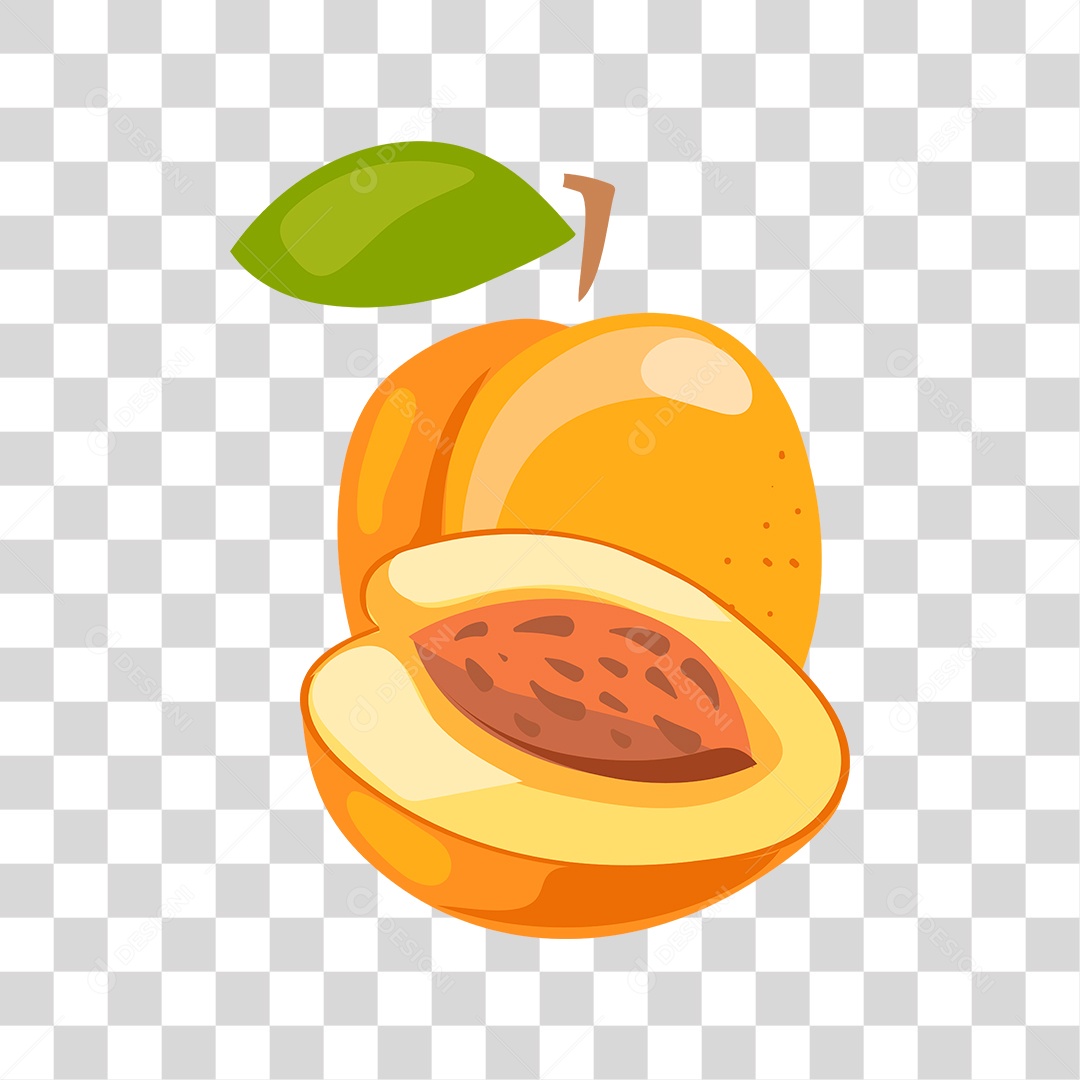 Design PNG E SVG De Fruta De Damasco Plana Para Camisetas