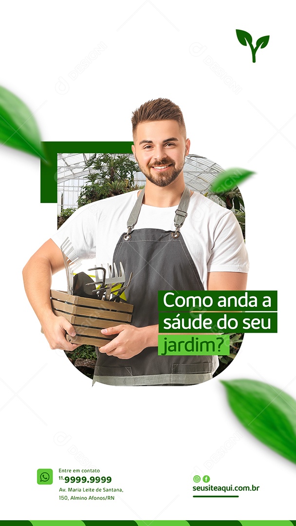 Story Como andar a saúde do seu jardim Jardinagem Social Media PSD Editável