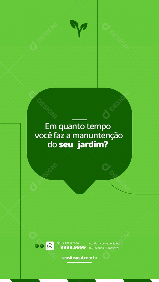 Story Em quanto tempo você faz a manuntenção do seu jardim Jardinagem Social Media PSD Editável