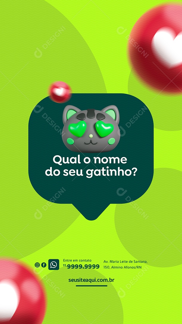 Story Qual o nome do seu Gatinho Pet Shop Social Media PSD Editável