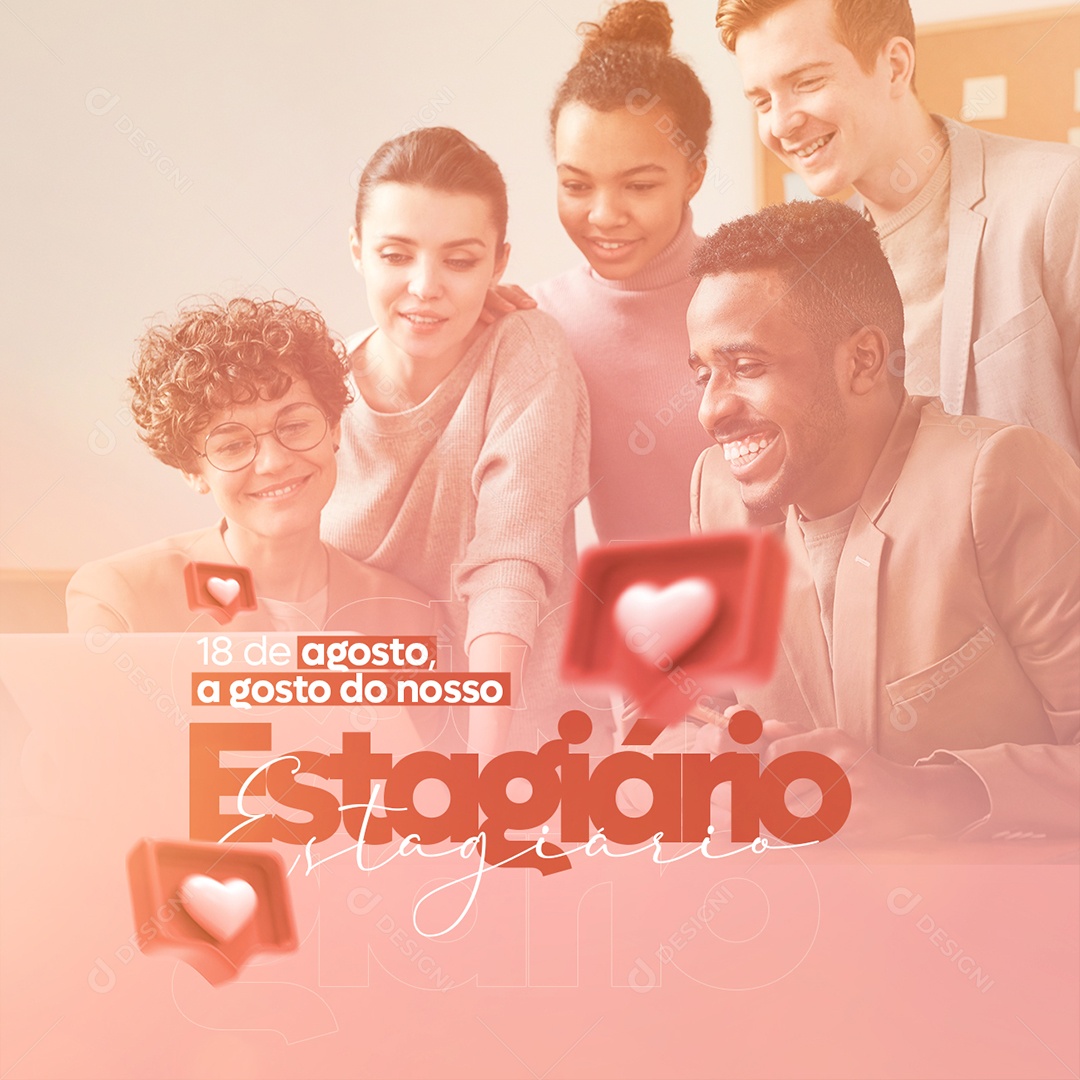 Dia do Estagiário 18 de agosto Social Media PSD Editável