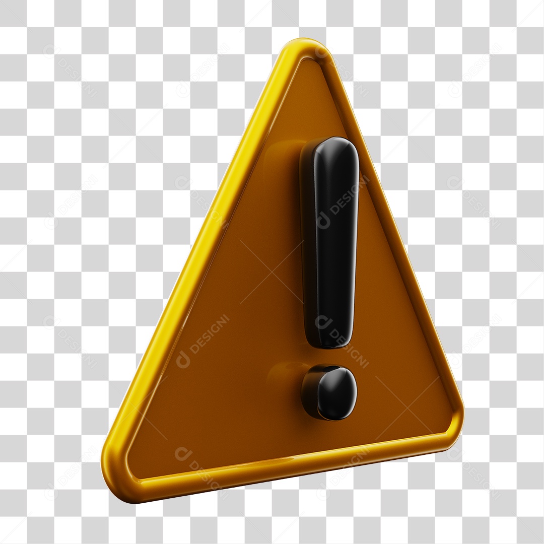 Placa de Interrogação Sinal de Alerta Amarelo Elemento 3D PNG Transparente