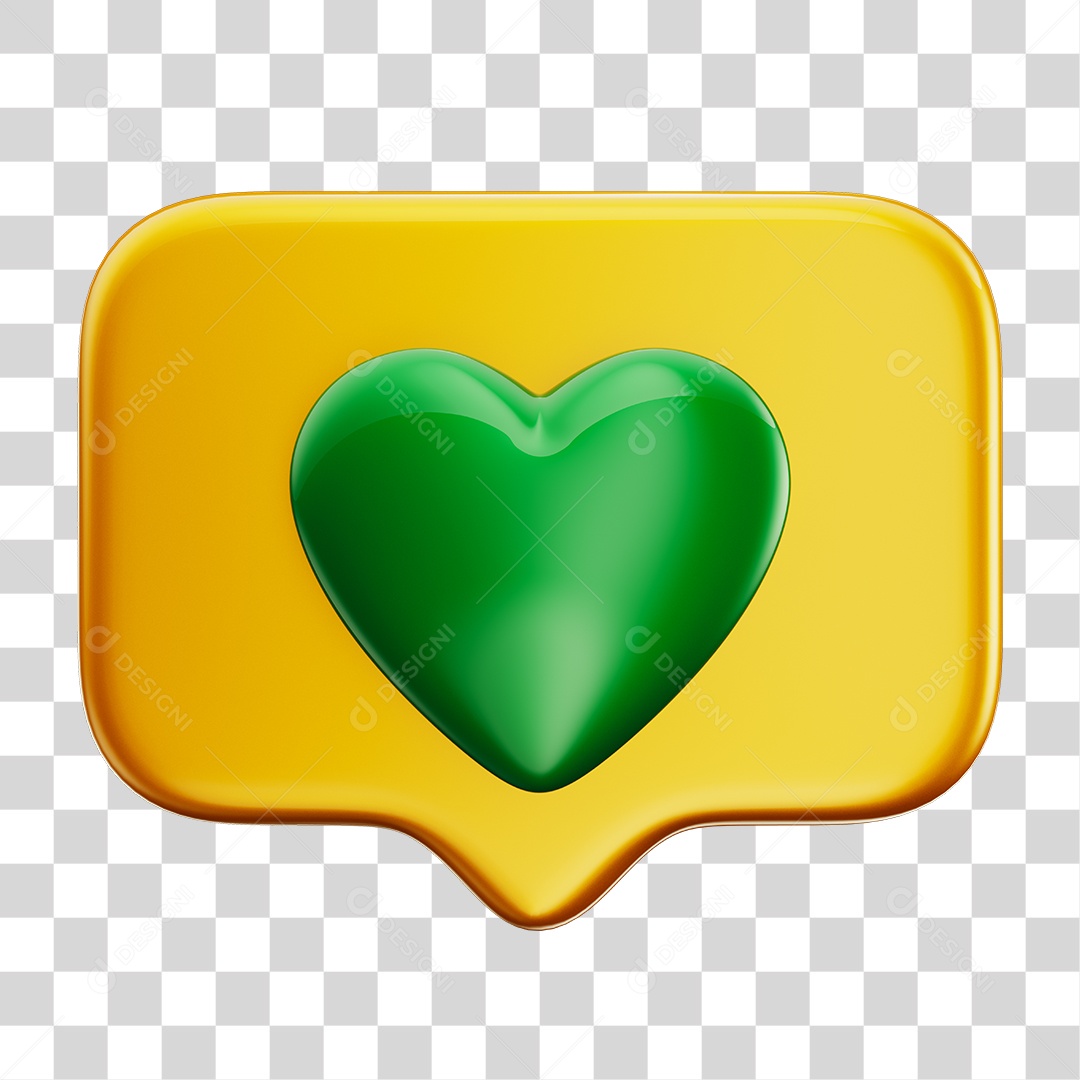 Emoji Like Coração Cores do Brasil Independencia 3D Para Composição PNG Transparente