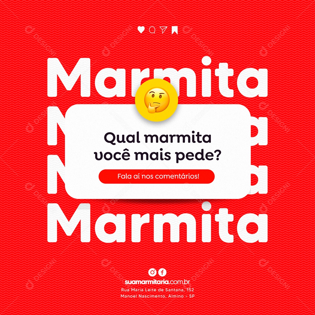 Qual marmita você mais pede Marmitaria Social Media PSD Editável