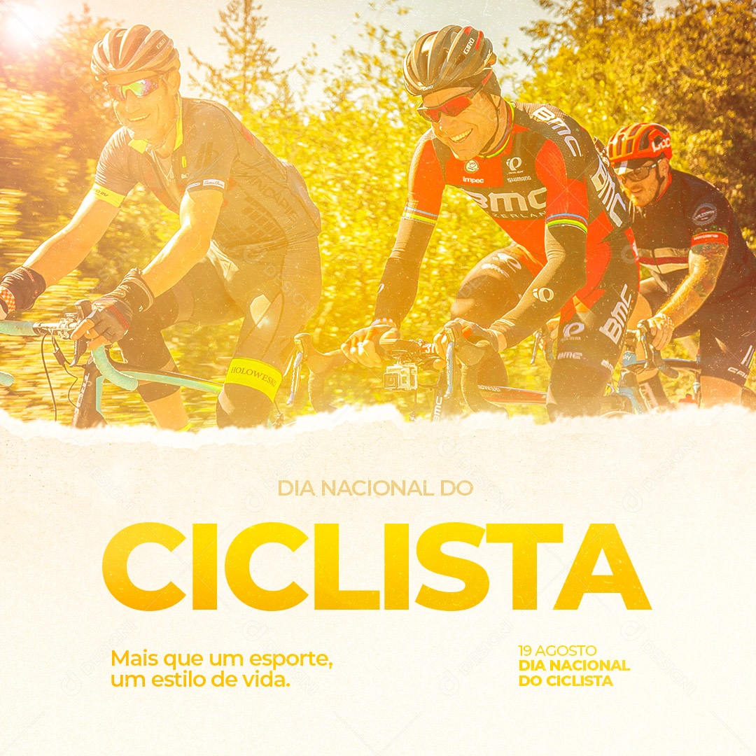 Dia Nacional do Ciclista 19 de Agosto Parabéns Social Media PSD Editável