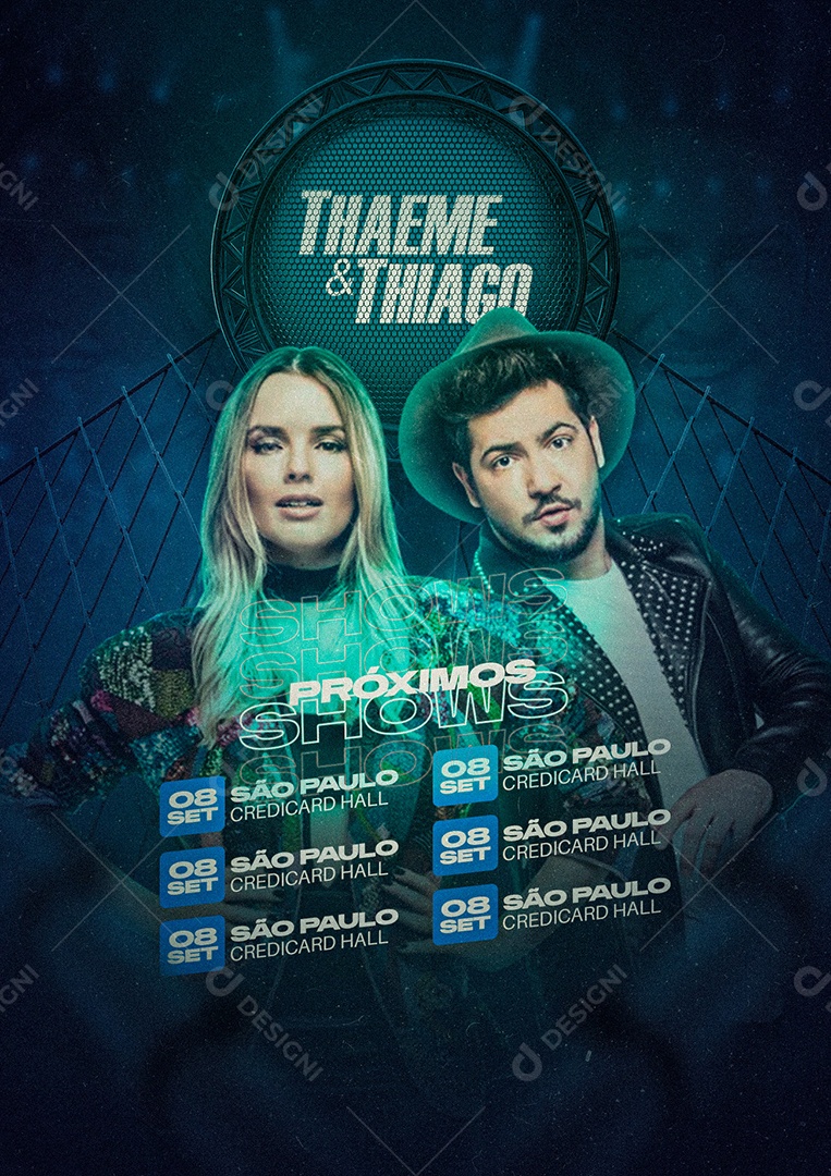 Próximos Shows Thaeme e Thiago Flyers Social Media PSD Editável download Designi