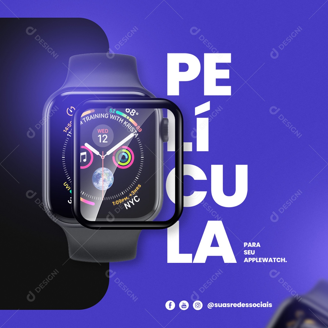 Película para seu Apple Watch Assistência Técnica Social Media PSD Editável