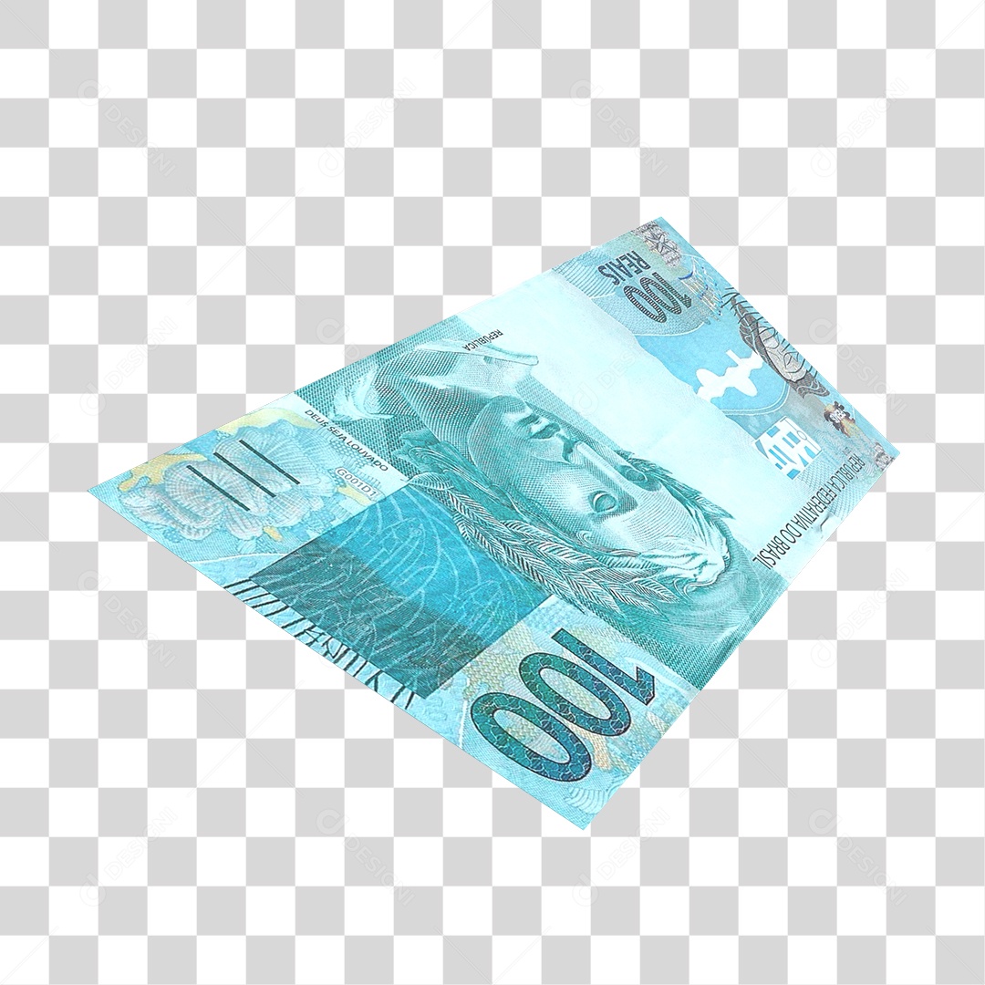 Notas de dinheiro 3d de 100 reais e 100 reais do brasil em fundo branco.  dinheiro do brasil.