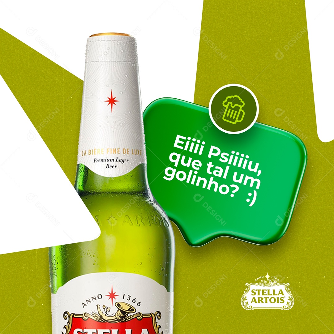 Eii Psiiu que tal um golinho Stella Artois Cervejas Distribuidora Social Media PSD Editável