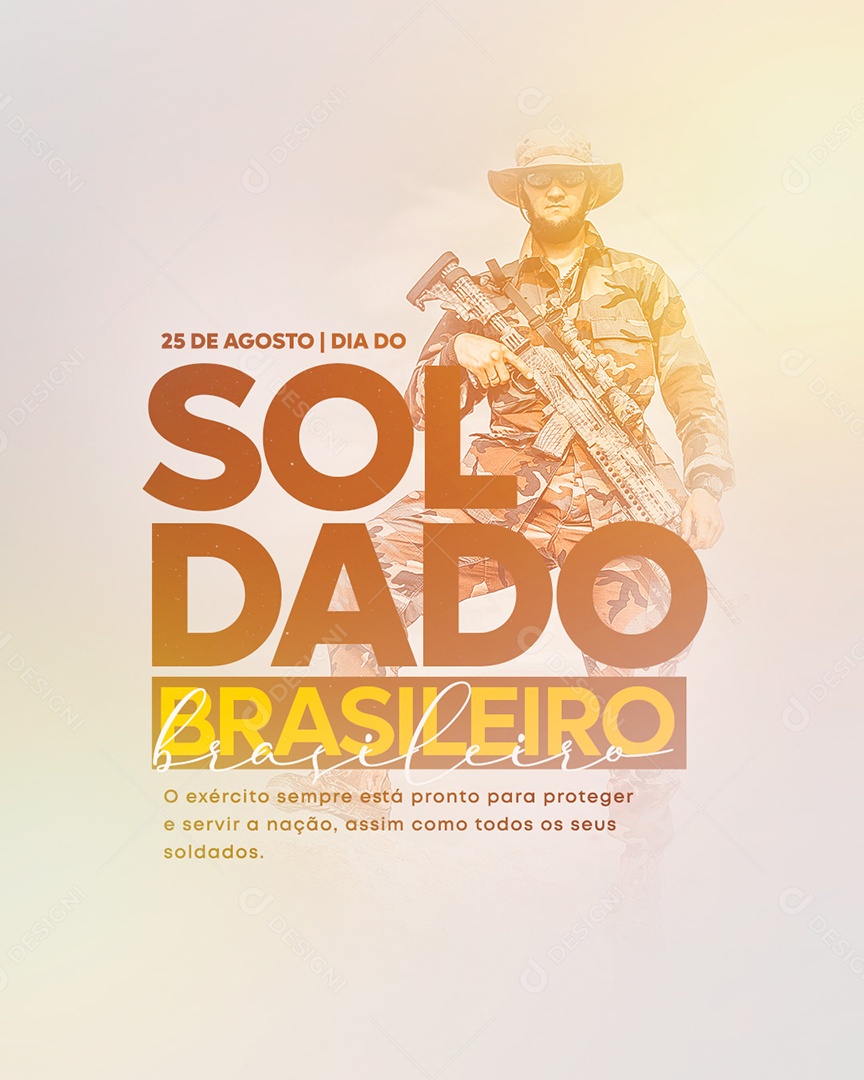 O Exército sempre está pronto para proteger Dia do Soldado Social Media PSD Editável