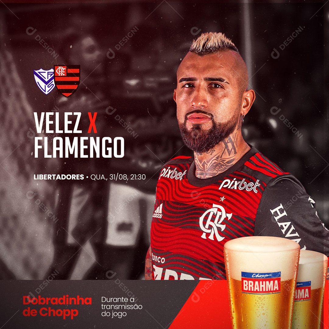 Social Media Futebol Semifinal da Copa Libertadores da América Vélez vs Flamengo PSD Editável