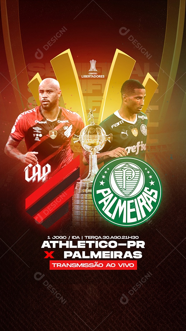 Futebol Athletico Paranaense vs Palmeiras Semifinal da Copa Libertadores Social Media PSD Editável