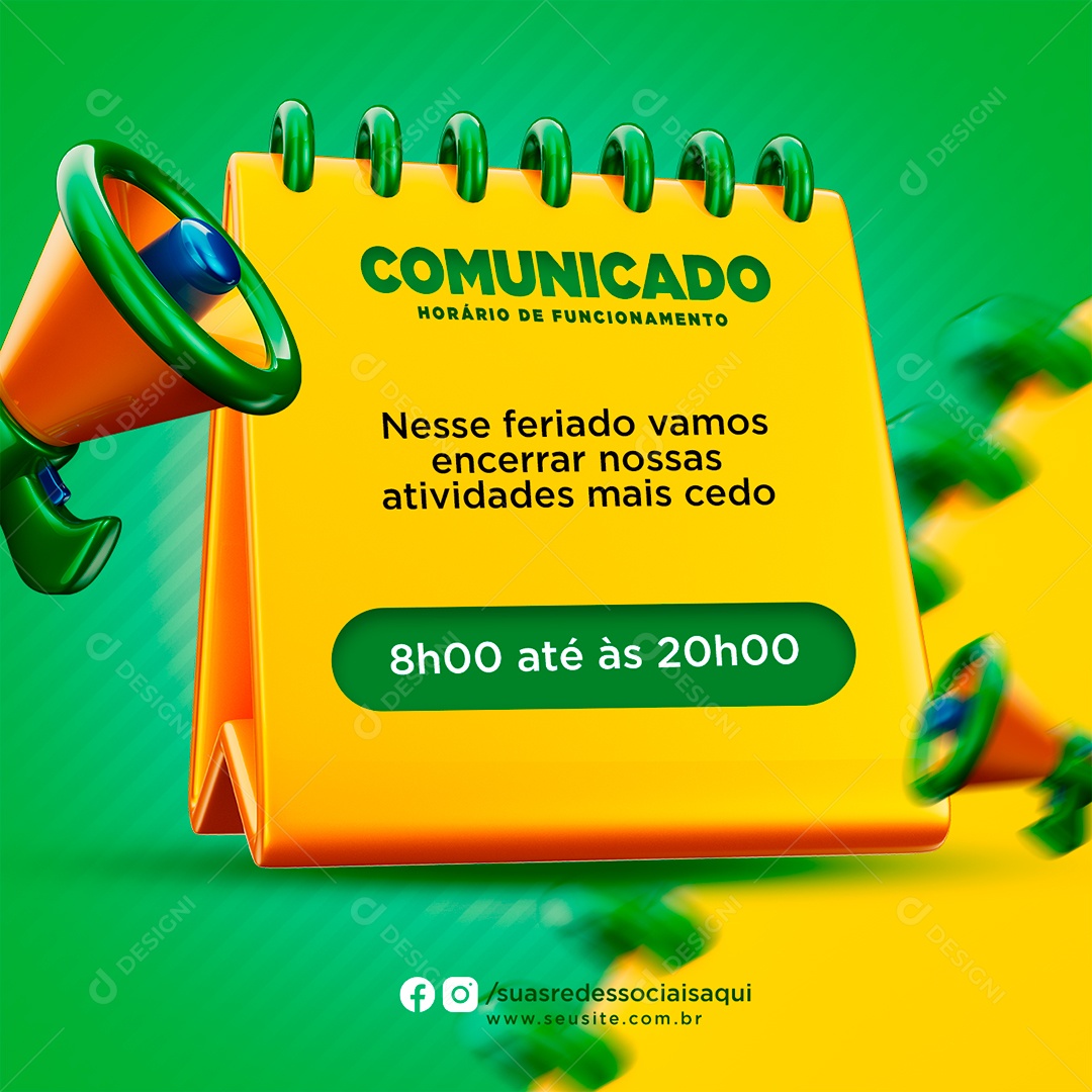 Comunicado Importante Feriado Da Independência do Brasil Social Media PSD Editável download