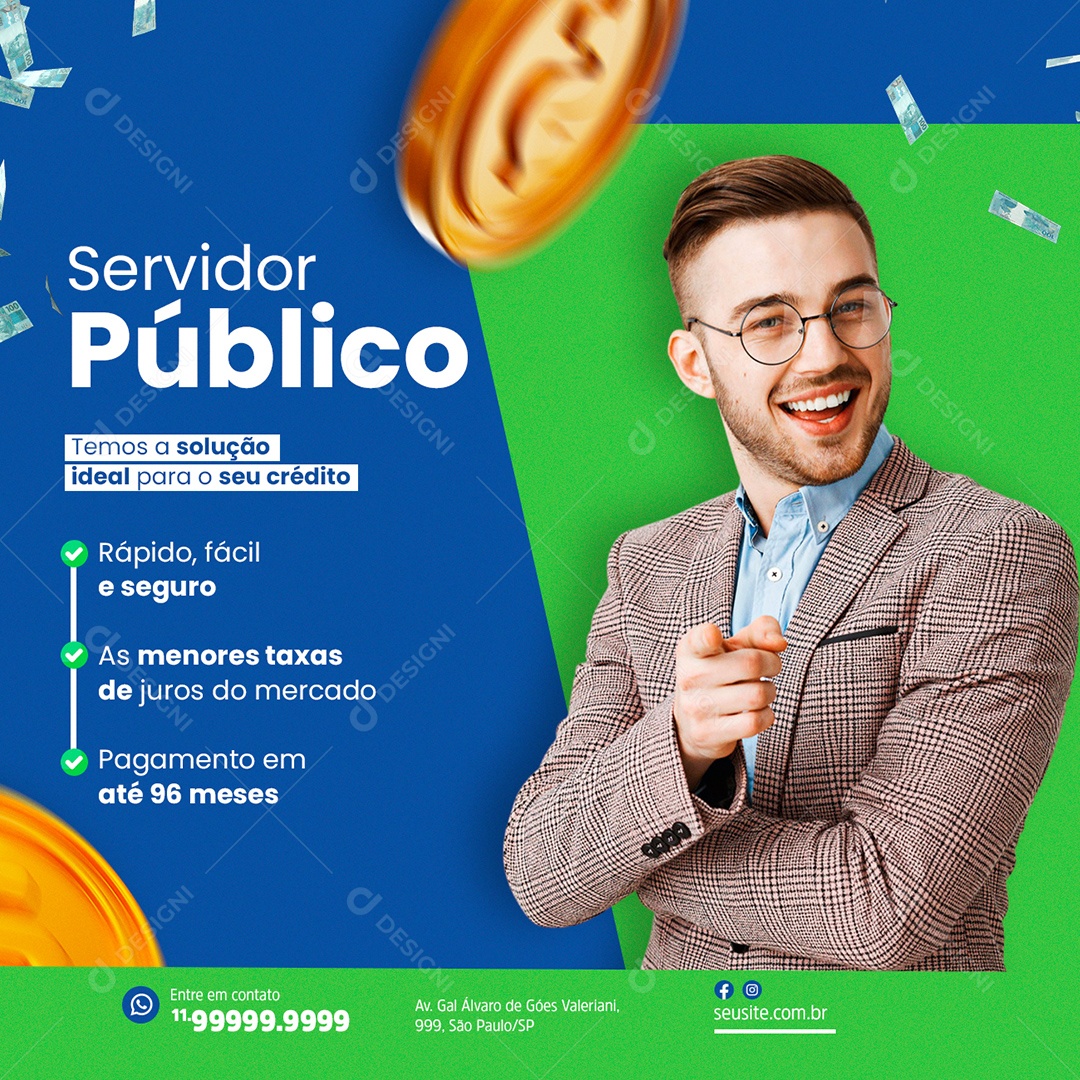 Servidor Público Empréstimo Social Media PSD Editável