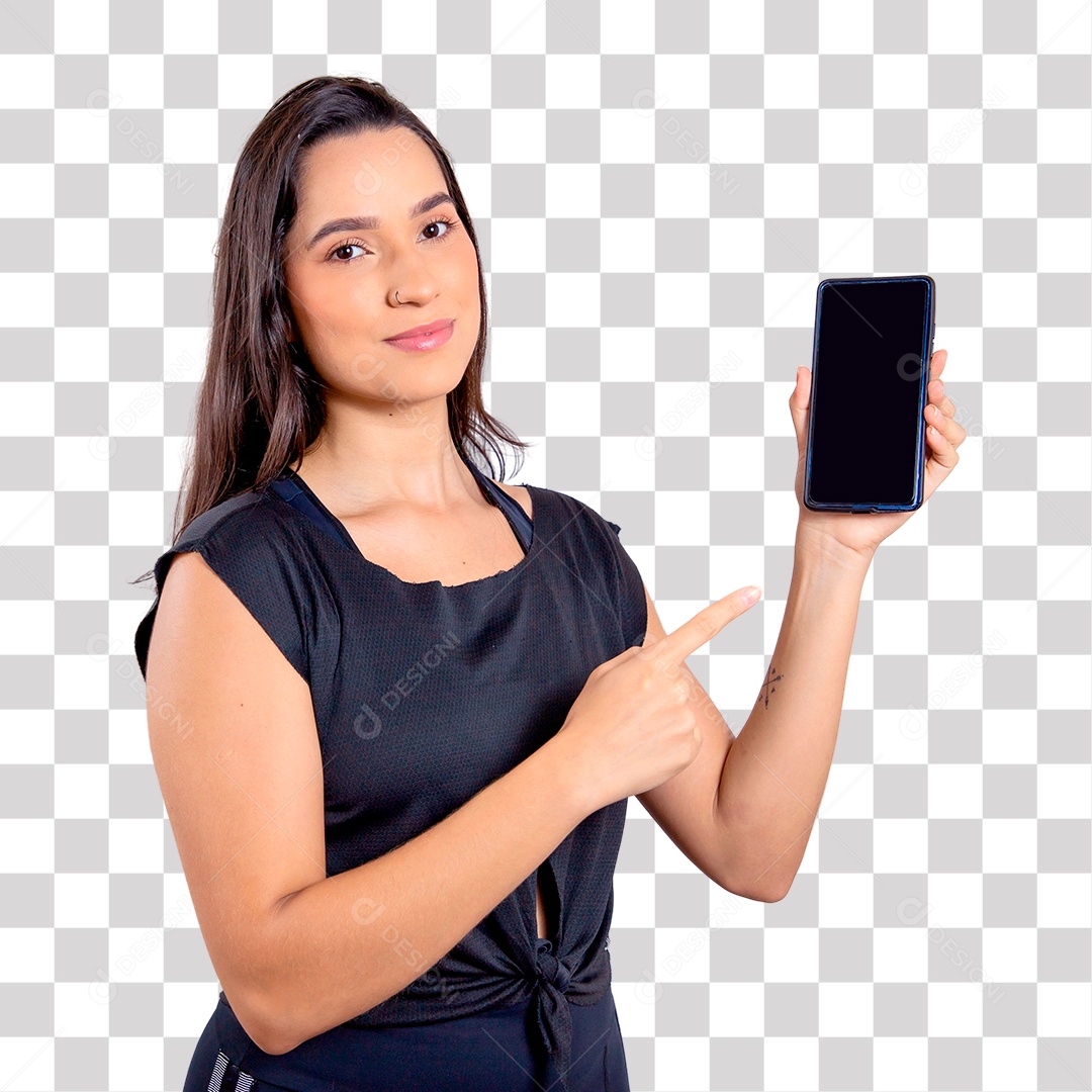 Mulher Bonita Apresentando Celular Smartphone Png Transparente Sem Fundo Download Designi