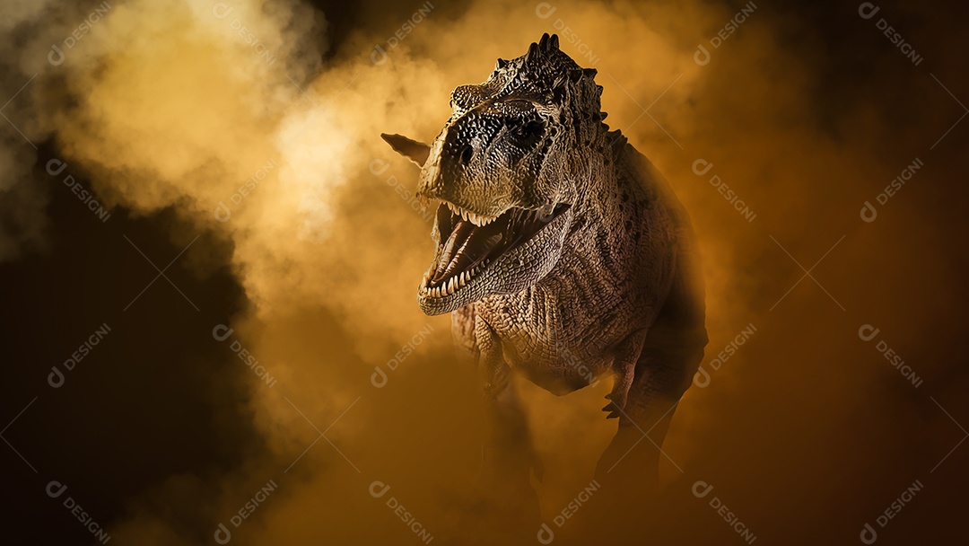 Ekrixinatosaurus Epitaph Dinosaur on Smoke Background