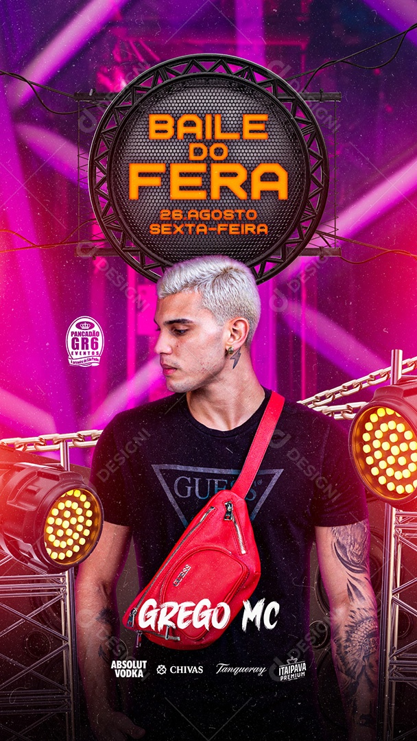 Flyer Baile do Fera MC Grego Story Social Media PSD Editável