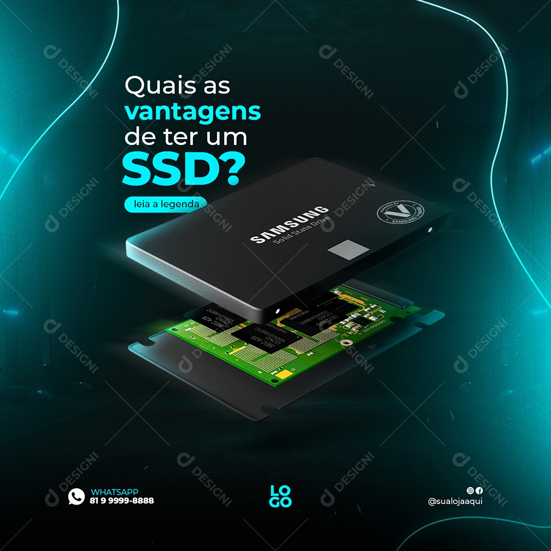 Quais as vantagens de ter um SSD Assistência Técnica Social Media PSD Editável