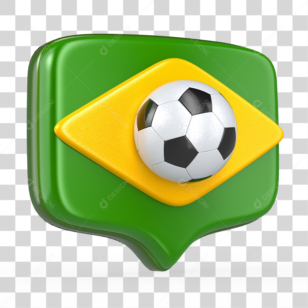 Elemento 3D Like da Copa do Mundo Bola de Futebol Cores da Bandeira do Brasil  PNG Transparente [download] - Designi